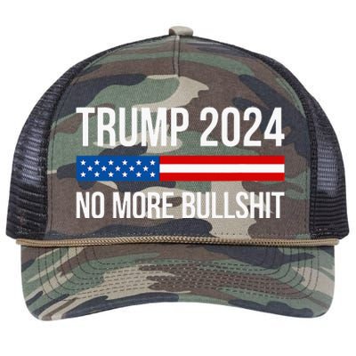 Trump 2024 No More Bullshit Retro Rope Trucker Hat Cap