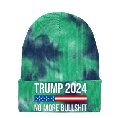 Trump 2024 No More Bullshit Tie Dye 12in Knit Beanie