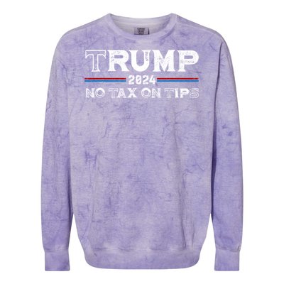 Trump 2024 No Tax On Tips Us Flag Colorblast Crewneck Sweatshirt