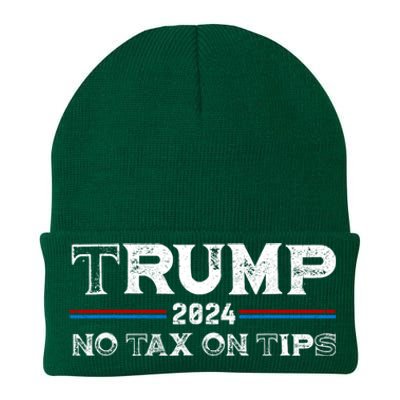 Trump 2024 No Tax On Tips Us Flag Knit Cap Winter Beanie