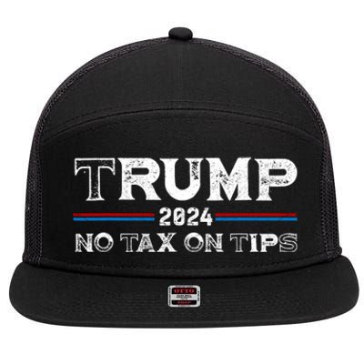 Trump 2024 No Tax On Tips Us Flag 7 Panel Mesh Trucker Snapback Hat