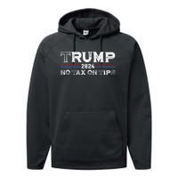 Trump 2024 No Tax On Tips Us Flag Performance Fleece Hoodie