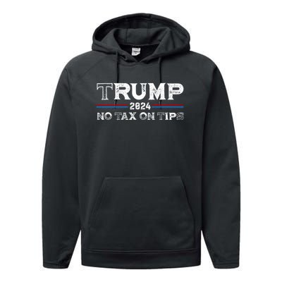 Trump 2024 No Tax On Tips Us Flag Performance Fleece Hoodie