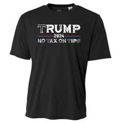 Trump 2024 No Tax On Tips Us Flag Cooling Performance Crew T-Shirt