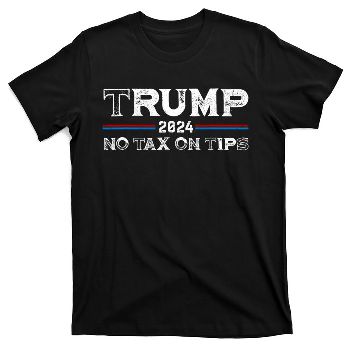 Trump 2024 No Tax On Tips Us Flag T-Shirt