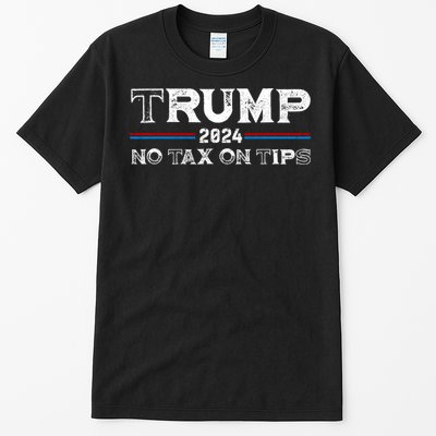 Trump 2024 No Tax On Tips Us Flag Tall T-Shirt