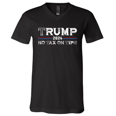 Trump 2024 No Tax On Tips Us Flag V-Neck T-Shirt