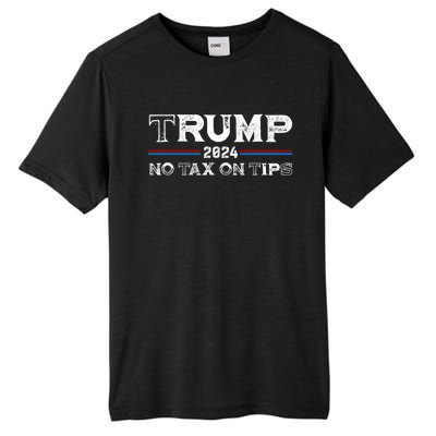 Trump 2024 No Tax On Tips Us Flag Tall Fusion ChromaSoft Performance T-Shirt