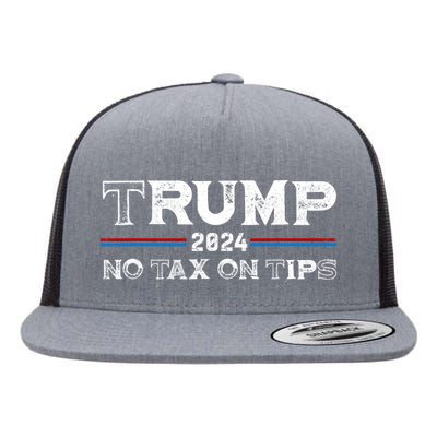 Trump 2024 No Tax On Tips Us Flag Flat Bill Trucker Hat