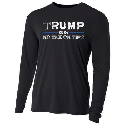 Trump 2024 No Tax On Tips Us Flag Cooling Performance Long Sleeve Crew