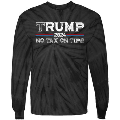 Trump 2024 No Tax On Tips Us Flag Tie-Dye Long Sleeve Shirt