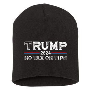 Trump 2024 No Tax On Tips Us Flag Short Acrylic Beanie