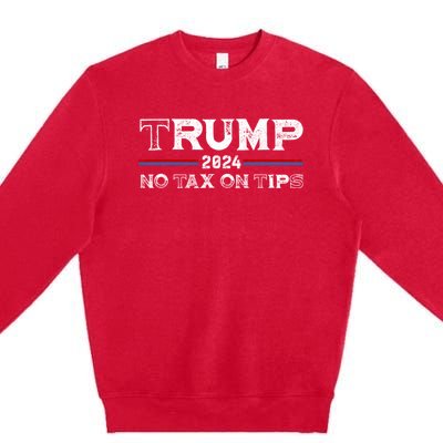 Trump 2024 No Tax On Tips Us Flag Premium Crewneck Sweatshirt