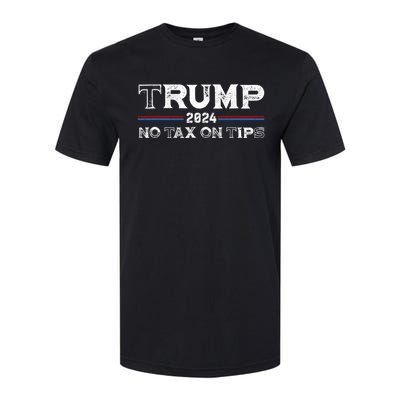 Trump 2024 No Tax On Tips Us Flag Softstyle CVC T-Shirt