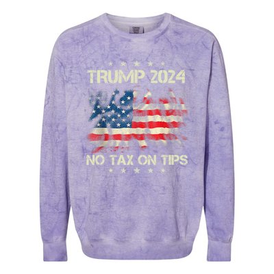 Trump 2024 No Tax On Tips Us Flag Colorblast Crewneck Sweatshirt