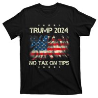 Trump 2024 No Tax On Tips Us Flag T-Shirt