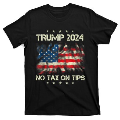 Trump 2024 No Tax On Tips Us Flag T-Shirt