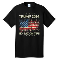 Trump 2024 No Tax On Tips Us Flag Tall T-Shirt