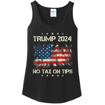 Trump 2024 No Tax On Tips Us Flag Ladies Essential Tank