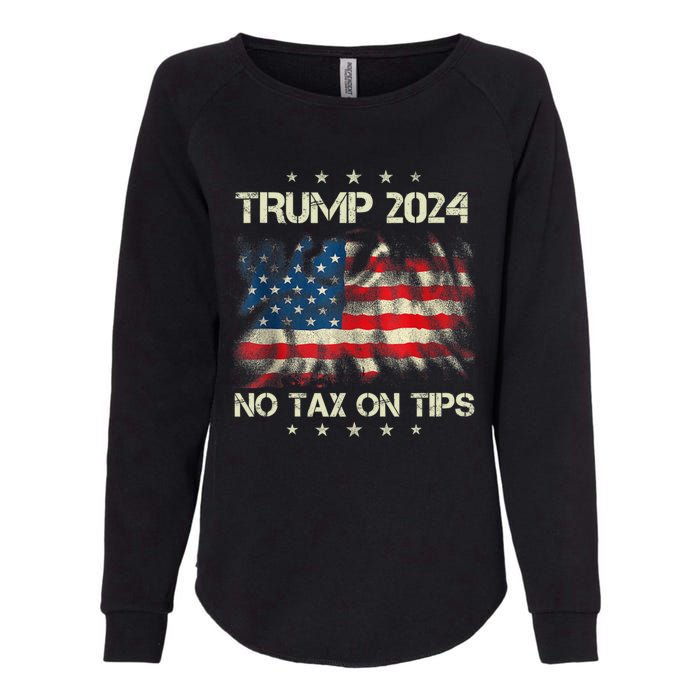 Trump 2024 No Tax On Tips Us Flag Womens California Wash Sweatshirt