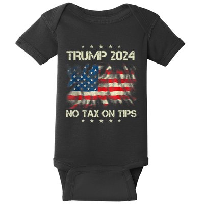 Trump 2024 No Tax On Tips Us Flag Baby Bodysuit