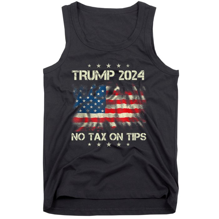 Trump 2024 No Tax On Tips Us Flag Tank Top