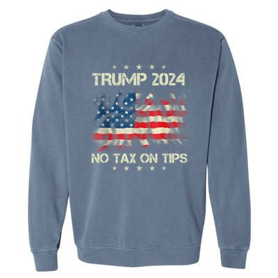 Trump 2024 No Tax On Tips Us Flag Garment-Dyed Sweatshirt