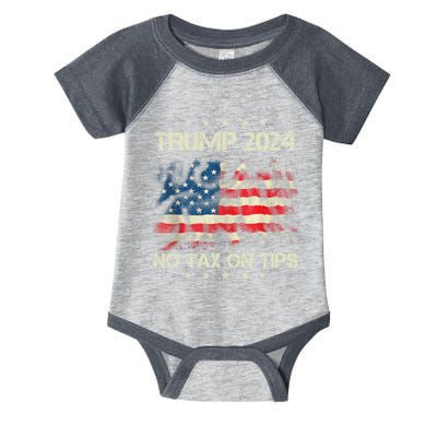 Trump 2024 No Tax On Tips Us Flag Infant Baby Jersey Bodysuit