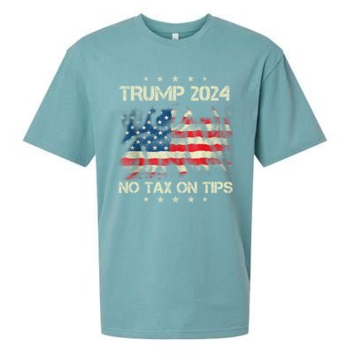 Trump 2024 No Tax On Tips Us Flag Sueded Cloud Jersey T-Shirt