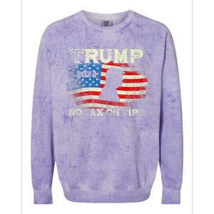 Trump 2024 No Tax On Tips Us Flag Colorblast Crewneck Sweatshirt