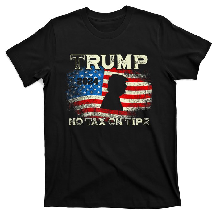 Trump 2024 No Tax On Tips Us Flag T-Shirt