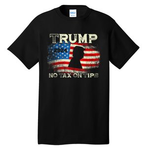 Trump 2024 No Tax On Tips Us Flag Tall T-Shirt