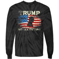 Trump 2024 No Tax On Tips Us Flag Tie-Dye Long Sleeve Shirt