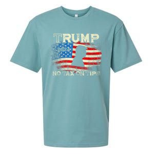 Trump 2024 No Tax On Tips Us Flag Sueded Cloud Jersey T-Shirt