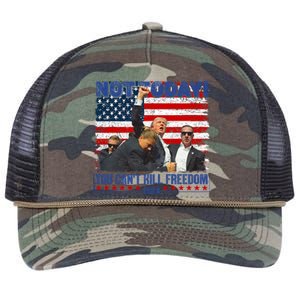 Trump 2024 Not Today You CanT Kill Freedom Retro Rope Trucker Hat Cap