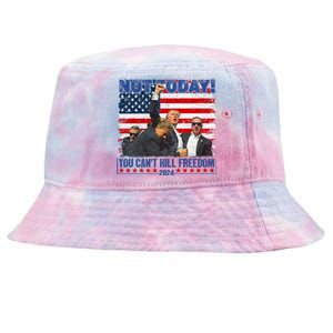 Trump 2024 Not Today You CanT Kill Freedom Tie-Dyed Bucket Hat