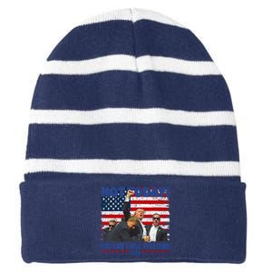 Trump 2024 Not Today You CanT Kill Freedom Striped Beanie with Solid Band