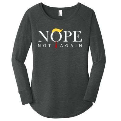 Trump 2024 Nope Not Again Funny Trump Women's Perfect Tri Tunic Long Sleeve Shirt