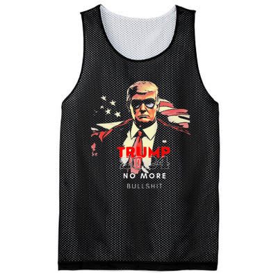 Trump 2024 No More Bullshit American Flag Mesh Reversible Basketball Jersey Tank