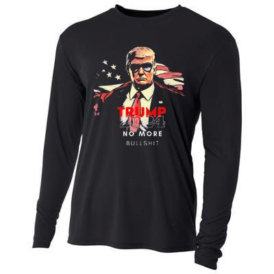 Trump 2024 No More Bullshit American Flag Cooling Performance Long Sleeve Crew