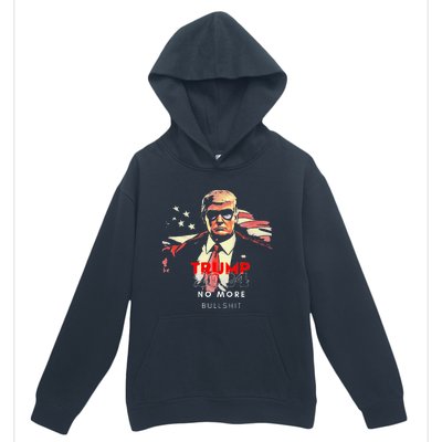 Trump 2024 No More Bullshit American Flag Urban Pullover Hoodie