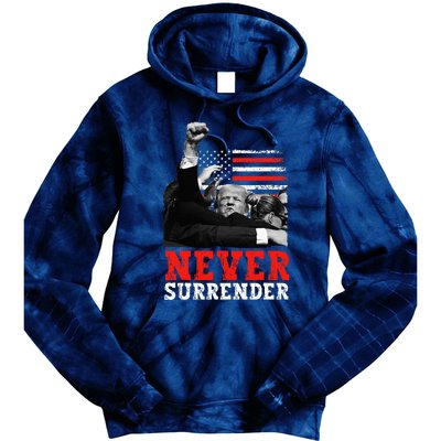 Trump 2024 Never Surrender Trump 2024 Republican Tie Dye Hoodie