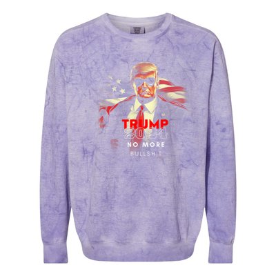 Trump 2024 No More Bullshit American Flag Colorblast Crewneck Sweatshirt