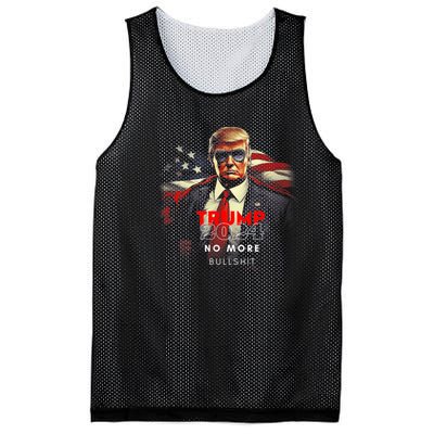 Trump 2024 No More Bullshit American Flag Mesh Reversible Basketball Jersey Tank