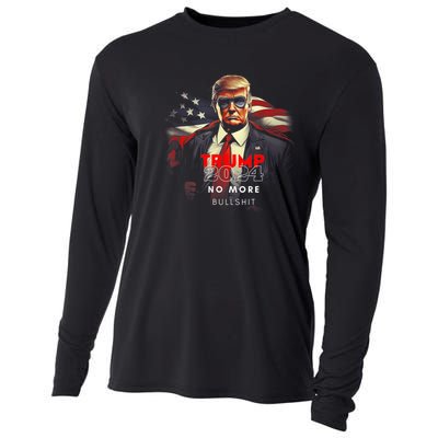 Trump 2024 No More Bullshit American Flag Cooling Performance Long Sleeve Crew