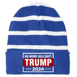 Trump 2024 No More BS Save America USA Vote Striped Beanie with Solid Band