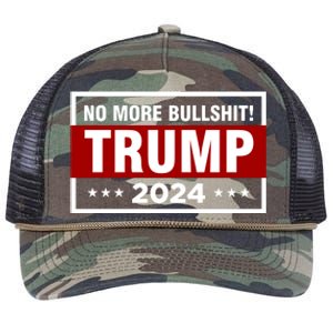 Trump 2024 No More BS Save America USA Vote Retro Rope Trucker Hat Cap