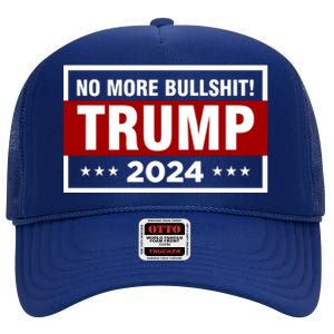 Trump 2024 No More BS Save America USA Vote High Crown Mesh Back Trucker Hat