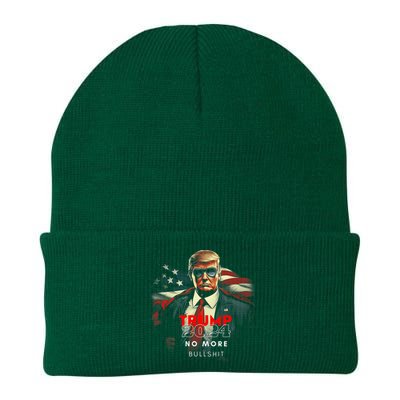 Trump 2024 No More Bullshit American Flag Knit Cap Winter Beanie