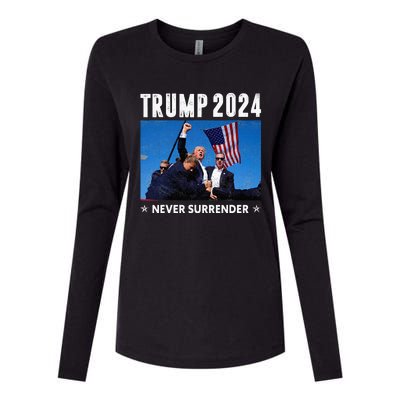 Trump 2024 Never Surrender Trump Assassinated Womens Cotton Relaxed Long Sleeve T-Shirt